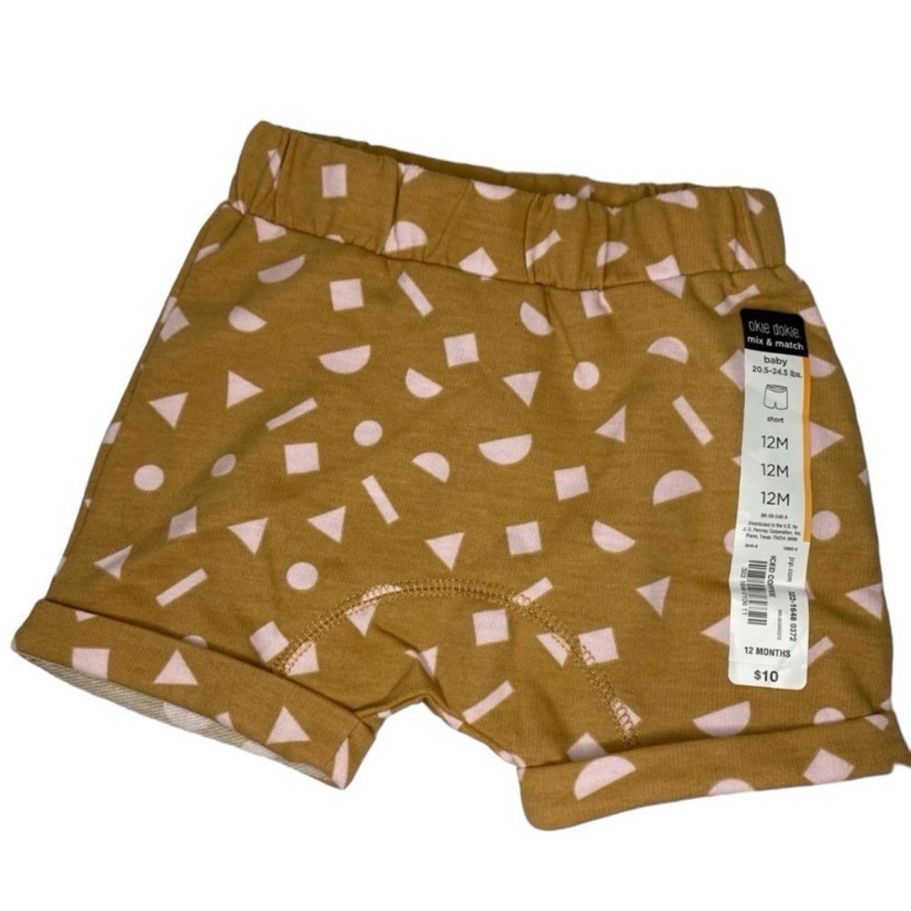 5/$15 Okie Dokie Baby Shorts Iced Coffee Pink Geometric Elastic Waist Cuff Hem